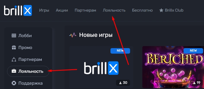 Программа лояльности на панелях сайта